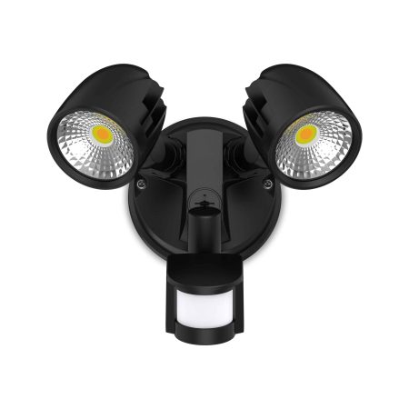 Atom Condor Twin LED Sensor Flood 2x12W Tri-Col IP54 Black | 13965
