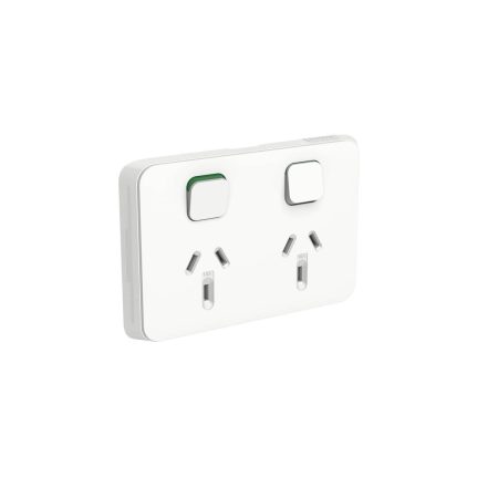 Clipsal Iconic Double GPO Power Point Horizontal 10A Vivid White | 3025-VW