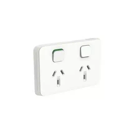 Clipsal Iconic Double GPO Power Point Horizontal 10A Vivid White | 3025-VW