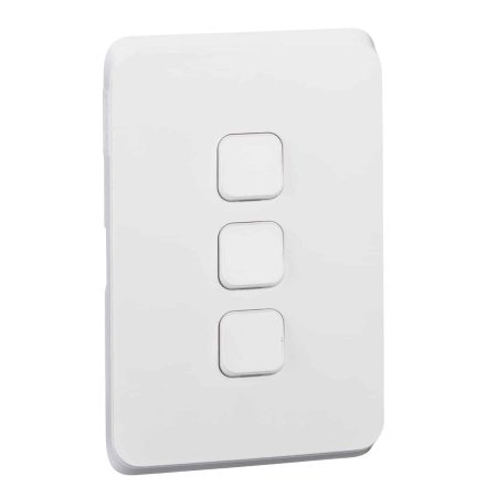 Clipsal Iconic Cover Skin 3 Gang Switch Extra White | 3043C-XW