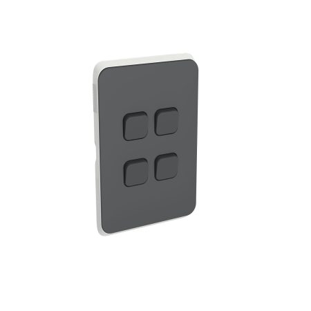 Clipsal Iconic Cover Skin 4 Gang Switch Anthracite | 3044C-AN