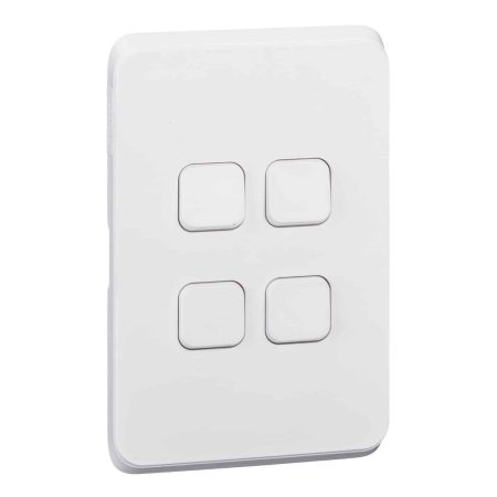 Clipsal Iconic Cover Skin 4 Gang Switch Extra White | 3044C-XW