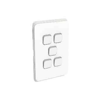 Clipsal Iconic 5 Gang Grid and Plate Vivid White | 3045VH-VW