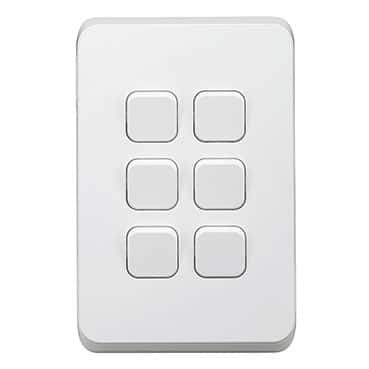 Clipsal Iconic Cover Skin 6 Gang Switch Extra White | 3046C-XW