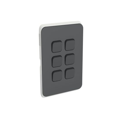 Clipsal Iconic Cover Skin 6 Gang Switch Anthracite | 3046C-AN