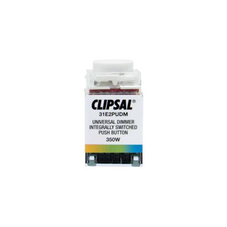 Clipsal 30 Series Universal Dimmer Push Button Integrated Switch 150W White Electric | 31E2PUDM-WE