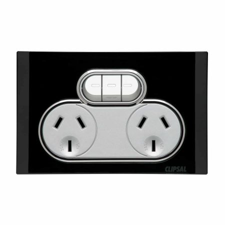 Clipsal Saturn Double GPO Power Point With Removable Extra Switch Horizontal 10A Espresso Black | 4025X-EB