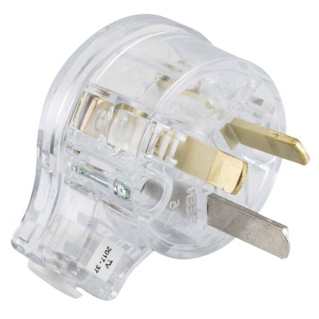 Clipsal Male Plug Top Side Entry 10A 3 Pin Transparent Suitable For 1mm Cable | 418S-TR