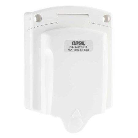 Clipsal Socket Inlet 3 Pin With Flap 15A | 435VFS15-WE