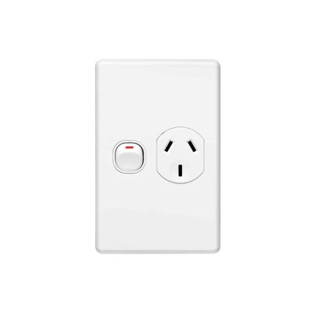 Clipsal Classic C2000 Single GPO Power Point Vertical 10A White Electric | C2015V-WE