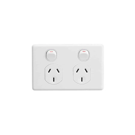 Clipsal Classic C2000 Double GPO Power Point Double-Pole Horizontal 10A White Electric | C2025D-WE
