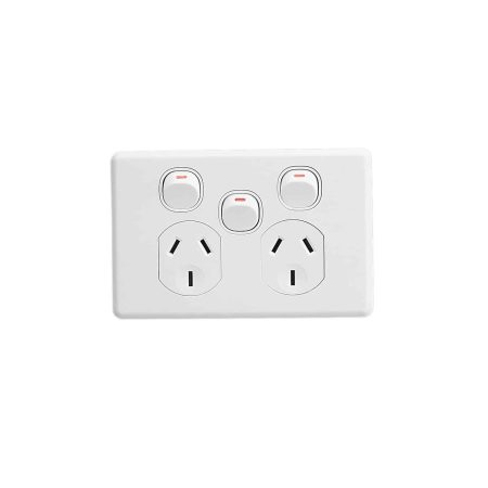 Clipsal Classic C2000 Double GPO Power Point With Extra Switch Horizontal 10A White Electric | C2025XA-WE