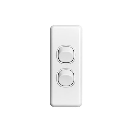 Clipsal Classic C2000 2 Gang Architrave Switch 10A White Electric | C2032A-WE