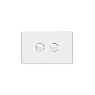 Clipsal Classic C2000 2 Gang Switch Horizontal 10A White Electric | C2032HA-WE