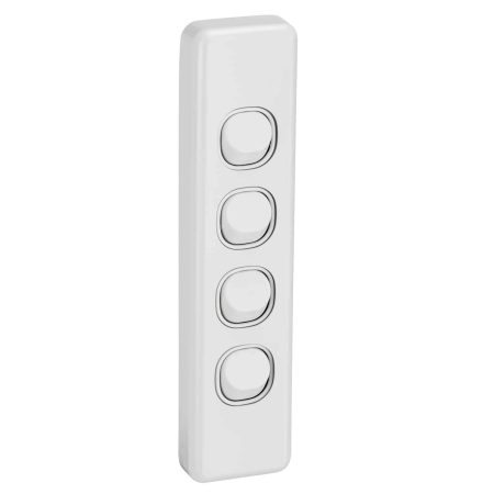Clipsal Classic C2000 4 Gang Architrave Switch 10A White Electric | C2034A-WE