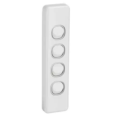 Clipsal Classic C2000 4 Gang Architrave Switch 10A White Electric | C2034A-WE