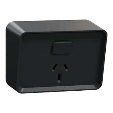 Clipsal Iconic Outdoor Single Switched Outlet 10A Black