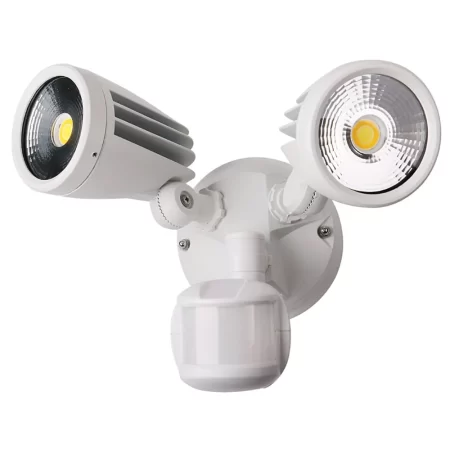 Fortress II Twin LED Sensor Flood 2x15W Tri-Col IP54 White | MLXF3452WS