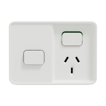 Clipsal Iconic Outdoor Single Switched Outlet 10A with Timer IP54 White