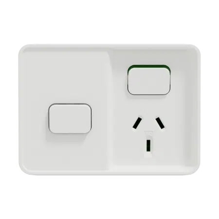 Clipsal Iconic Outdoor Single Switched Outlet 10A with Timer IP54 White