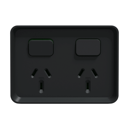 Clipsal Iconic Outdoor Twin Switched Outlet 10A IP54 Black