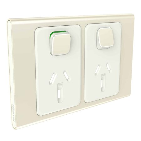 Clipsal Iconic Styl Cover Skin Double GPO Power Point Horizontal 10A Crowne | S3025C-CE