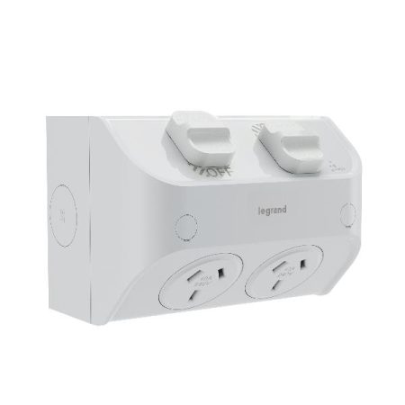 Legrand Aqua Life Double Weatherproof Powerpoint 10A Limestone Grey