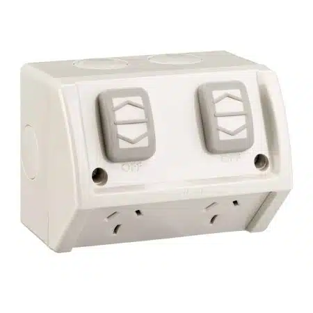 Clipsal Weather Proof IP53 Double GPO Power Point 15A Resistant Grey | WSC227/2/15-RG