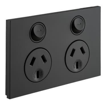 Clipsal Saturn Zen Double GPO Power Point Horizontal 10A Zen Black | Z4025-ZB