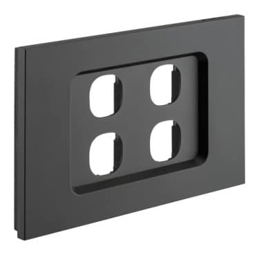Clipsal Saturn Zen Grid and Plate 4 Gang Less 30 Series Mech Zen Black | Z4034VH-ZB