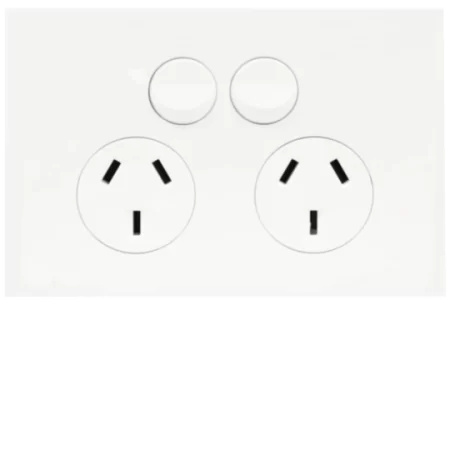 Hager Finesse Double GPO Power Point Horizontal 10A Matt White | WBQP2S-MW