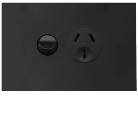 Hager Finesse Single GPO Power Point Horizontal 10A Matt Black | WBQP1S-MB