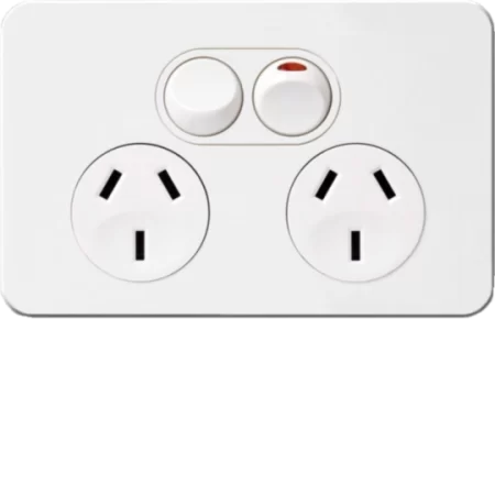 Hager Silhouette Double GPO Power Point Horizontal 10A White | WBSP2S