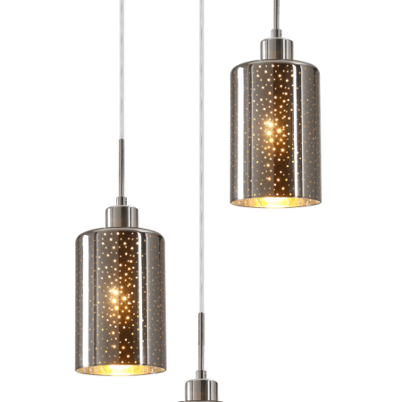 CLA PENDANT ES x 3 72W Chrome Glass with Dotted Effect RND Base | ESPEJO3X3R