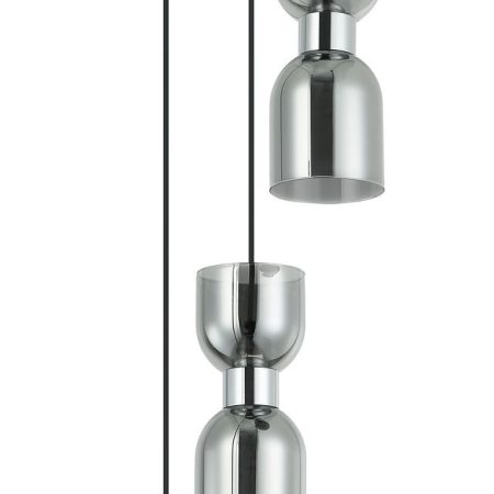 CLA PENDANT ES x 3 Smokey Black 2 x Glass Ellipse w/Chrome OD320mm RND Base | CLESSIDRA1X3R