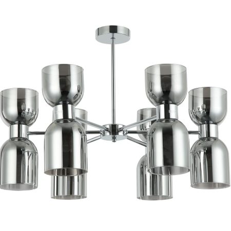 CLA PENDANT ES x 12 Smokey Black 2xGlass Ellipse Chrome w/6 Arms OD650mm Rnd Base | CLESSIDRA3