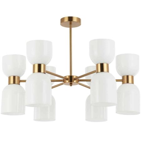 CLA PENDANT ES x 12 Opal 2xGlass Ellipse Brass w/6 Arms OD650mm Rnd Base | CLESSIDRA4