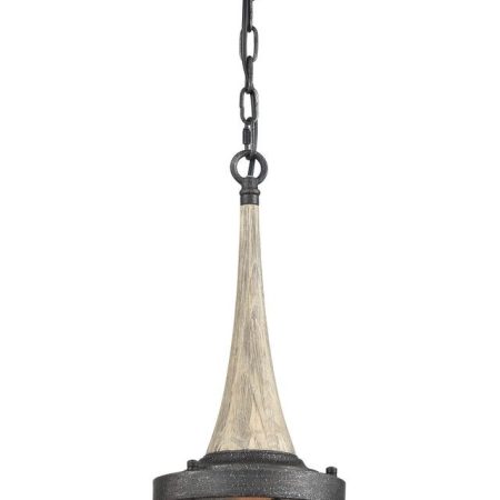 CLA PENDANT ES Weathered Charcoal & washed wood CAGE OD180mm | PENDOLO1