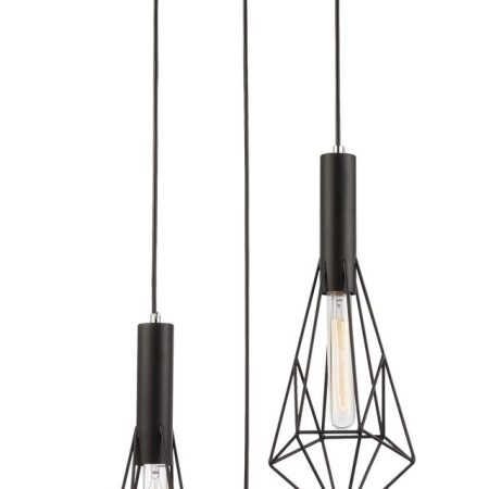 CLA PENDANT ES X 3 Blk VARIED CAGE x 3 w/RND Base OD390mm | BLACKBAND2X3