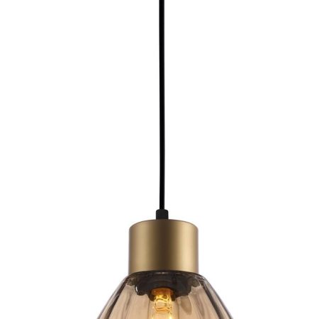 CLA PENDANT ES 72W Bronze Amber Wine Glass Ribbed OD200 x H200mm | TULIP1
