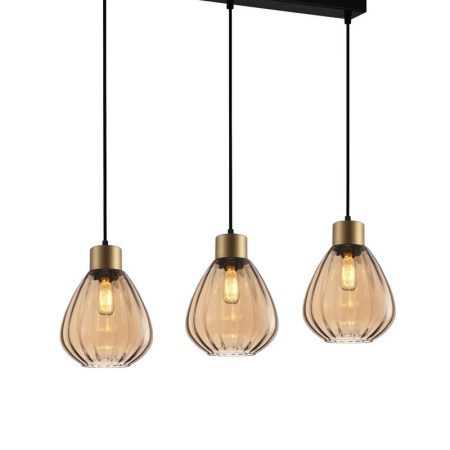 CLA PENDANT ES 3 X 72W Bronze Amber Wine Glass Ribbed SQ Base | TULIP1X3S
