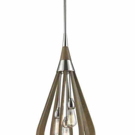 CLA PENDANT ES X 3 Taupe Wood MED TEAR DROP OD355mm | BONITO2
