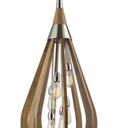 CLA PENDANT ES x 6 Taupe Wood LGE TEAR DROP OD492mm | BONITO3