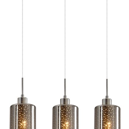 CLA PENDANT ES x 3 72W Chrome Glass With Dotted Effect Sq Base | ESPEJO3X3S