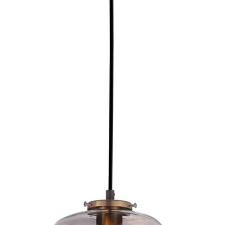 CLA PENDANT ES Smoke Glass Oblong Ant.Brass Highlight OD175mm | FOSSETTE4