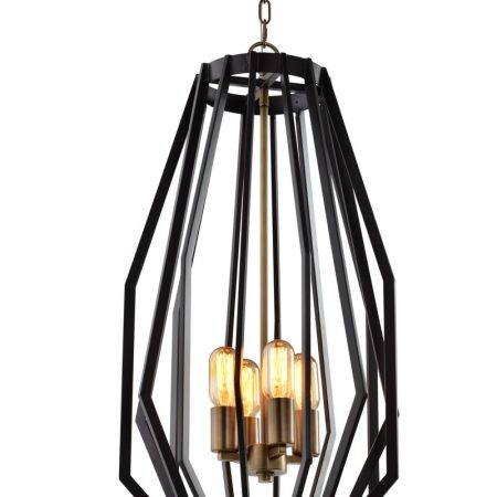 CLA PENDANT ES X 4 Antique Brass NARROW ANGULAR CAGE OD380mm | GAMBA2