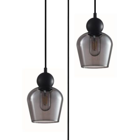 CLA PENDANT ES x 3 72W BLK Smoke Glass ELLIPSE RND Base | CHAMPAN2X3R