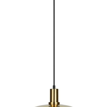 CLA PENDANT ES Amber Glass Coolie w/Ant. Brass Highlight OD300mm | CHAPEAU4