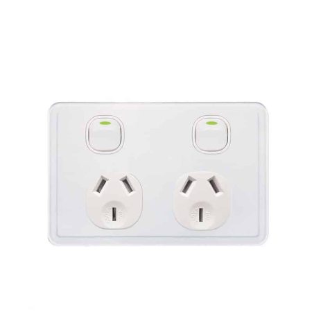 Trader Senoa Simple Double GPO Power Point Horizontal 10A White | SENPP2G