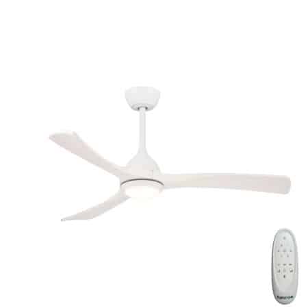 Fanco Sanctuary DC Ceiling Fan with LED Light & Remote - White with Whitewash Blades 52